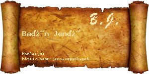 Baán Jenő névjegykártya